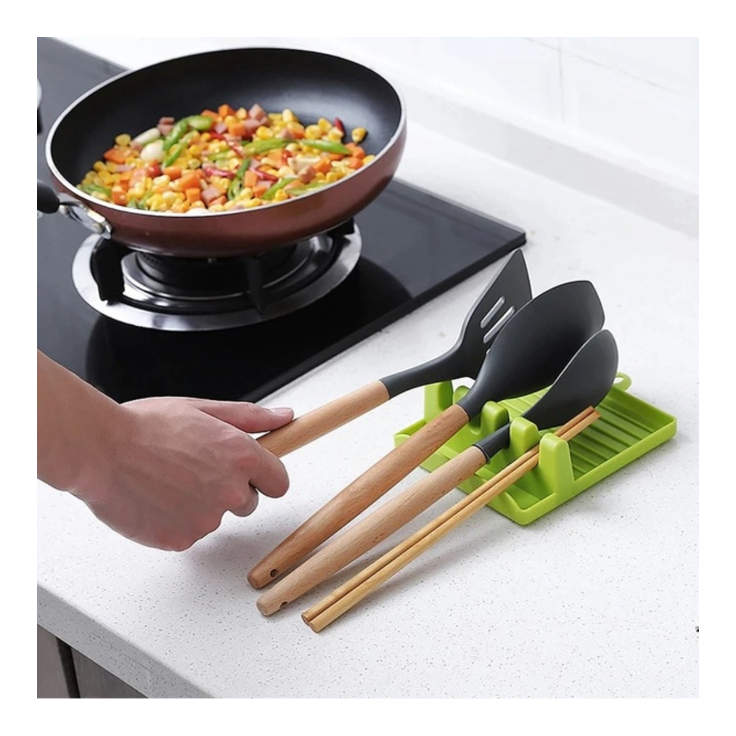 Multi Functional Spatula Holder/ Rest For Kitchen Utensils